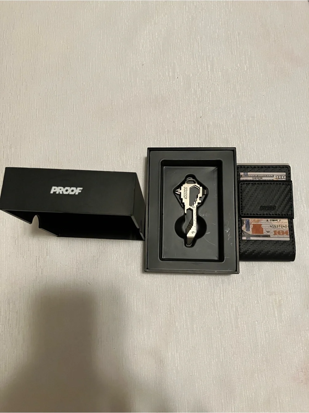 Silver Key Multi-Tool with Black Carbon Card Holder